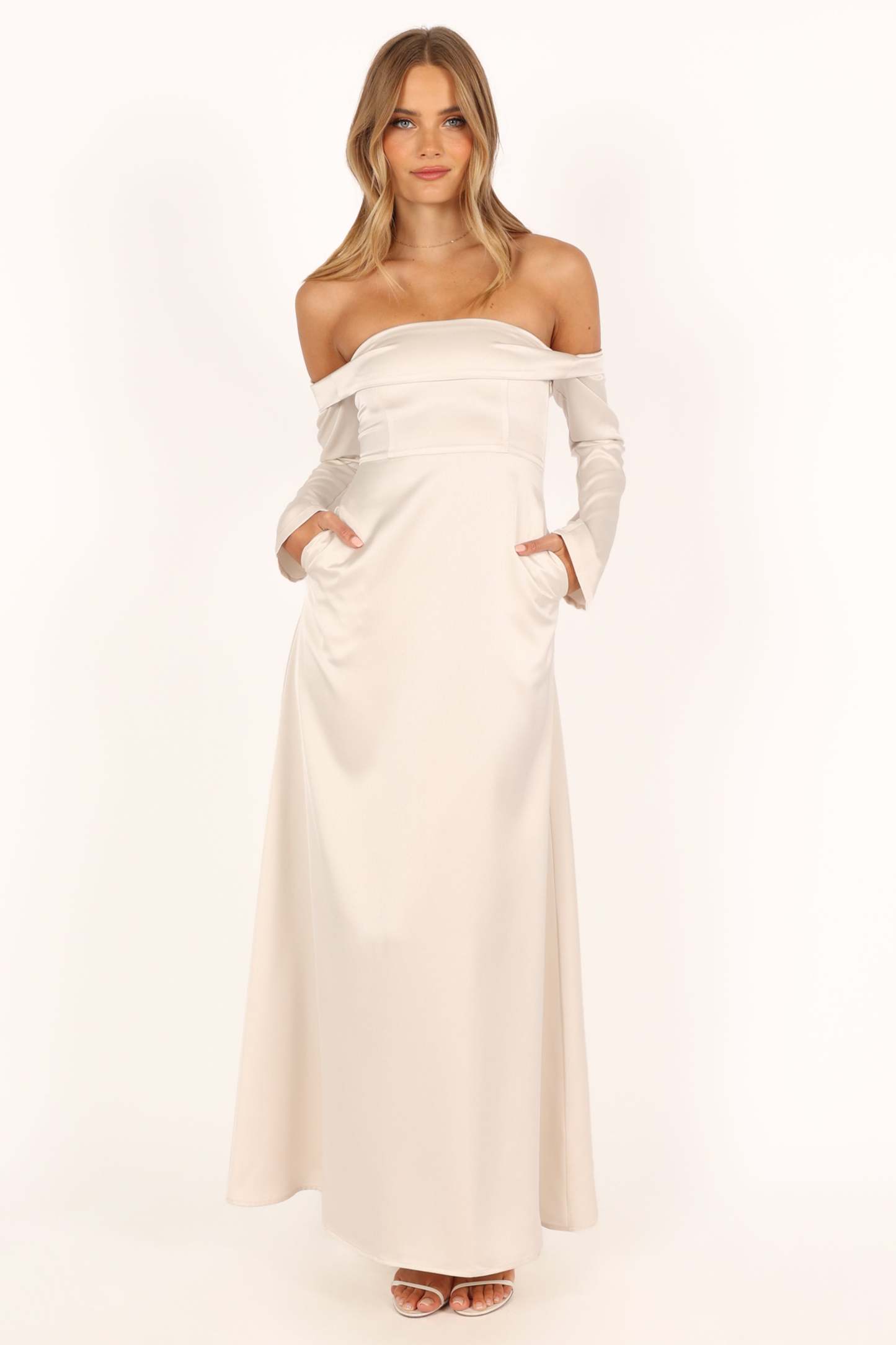 Gigi Off Shoulder Maxi Dress - Cream-Sunny Prom
