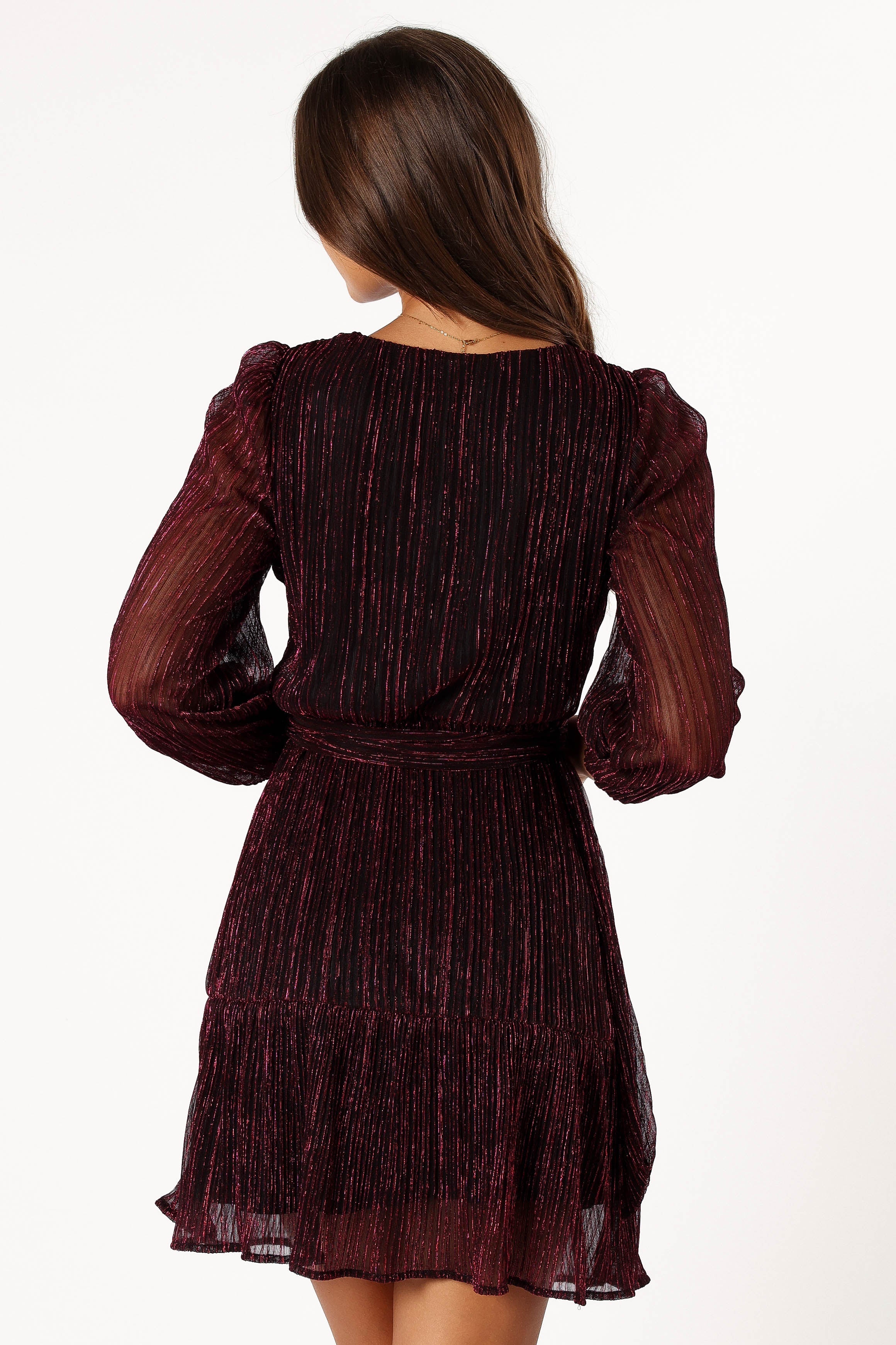 Glimmer Long Sleeve Mini Dress - Pink-Sunny Prom