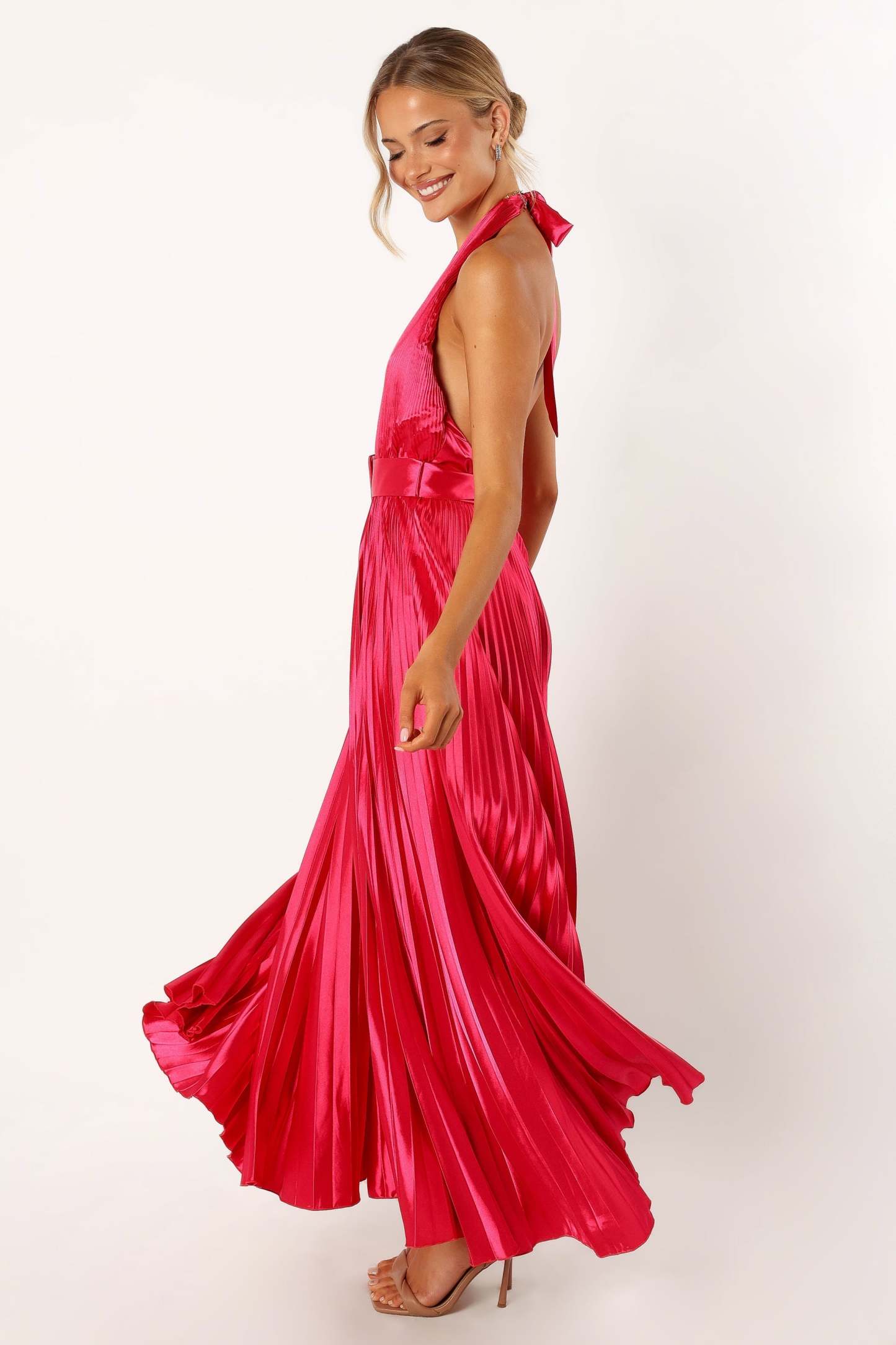 Greta Halterneck Maxi Dress - Magenta-Sunny Prom