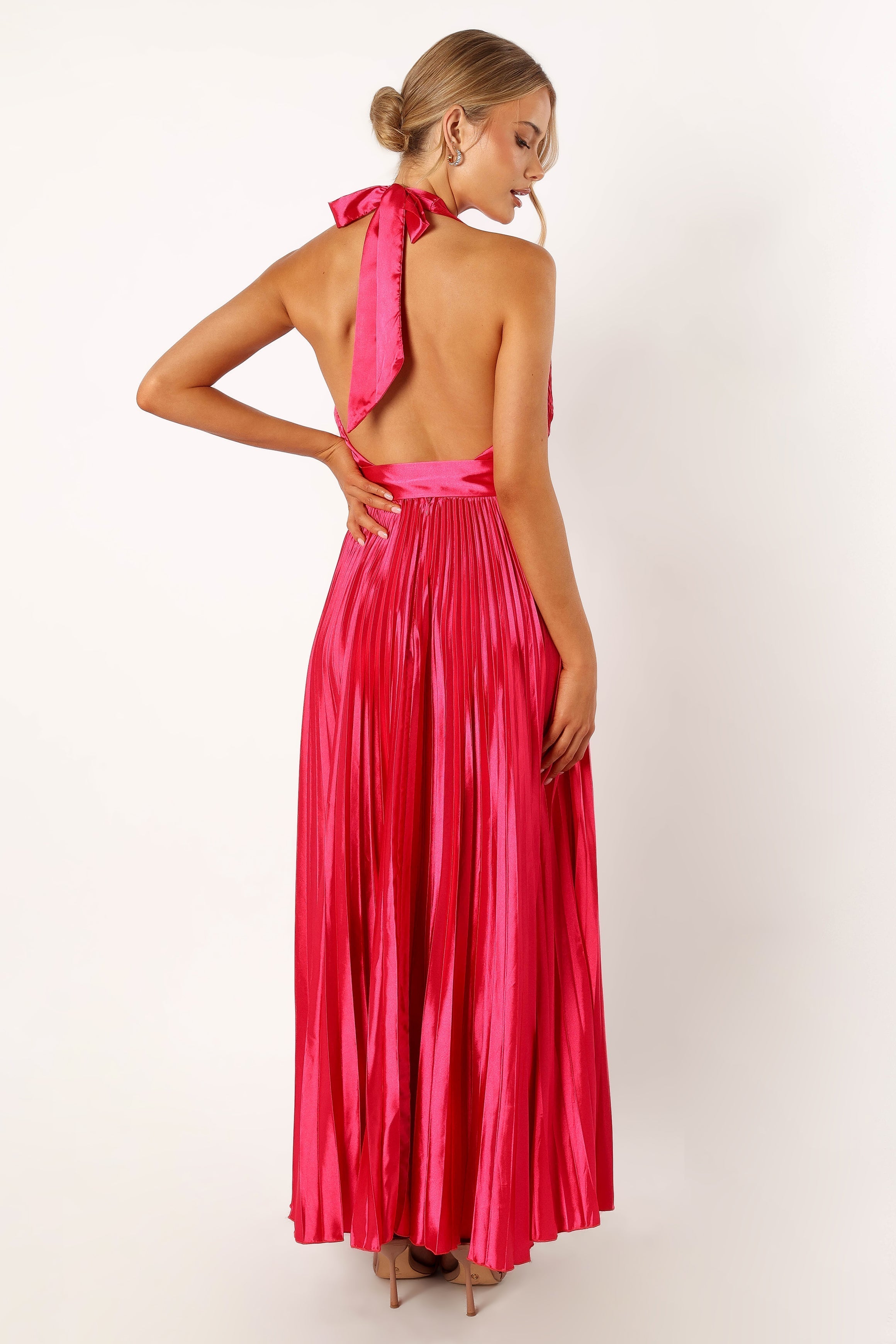 Greta Halterneck Maxi Dress - Magenta-Sunny Prom