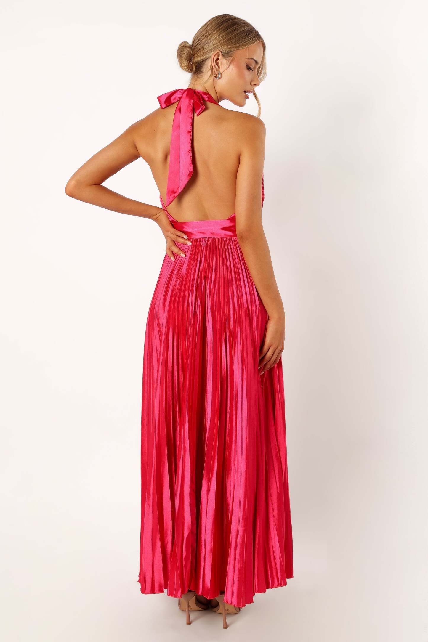 Greta Halterneck Maxi Dress - Magenta-Sunny Prom