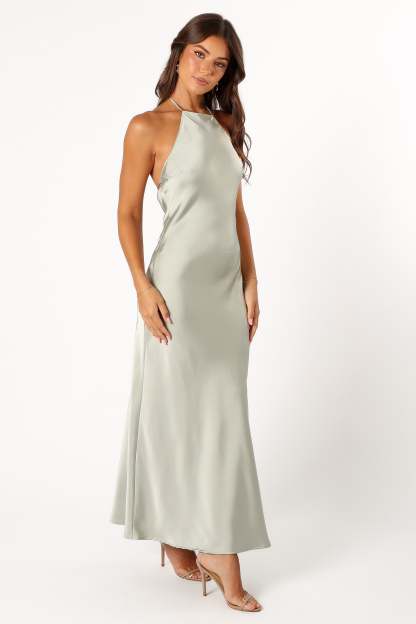 Hadley Halterneck Maxi Dress - Sage-Sunny Prom