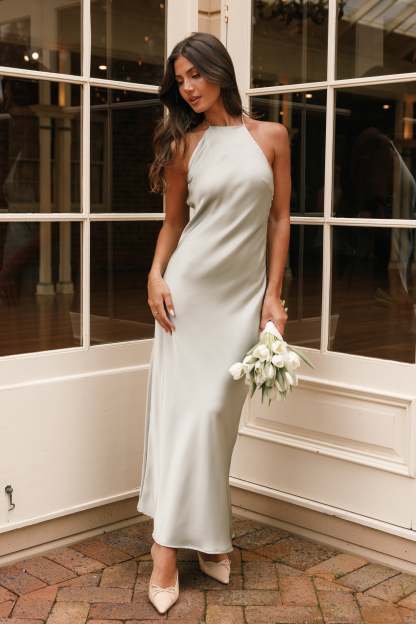 Hadley Halterneck Maxi Dress - Sage-Sunny Prom