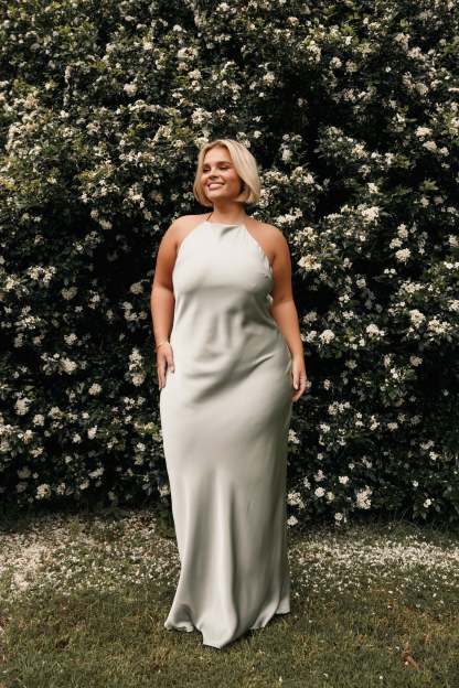 Hadley Halterneck Maxi Dress - Sage-Sunny Prom