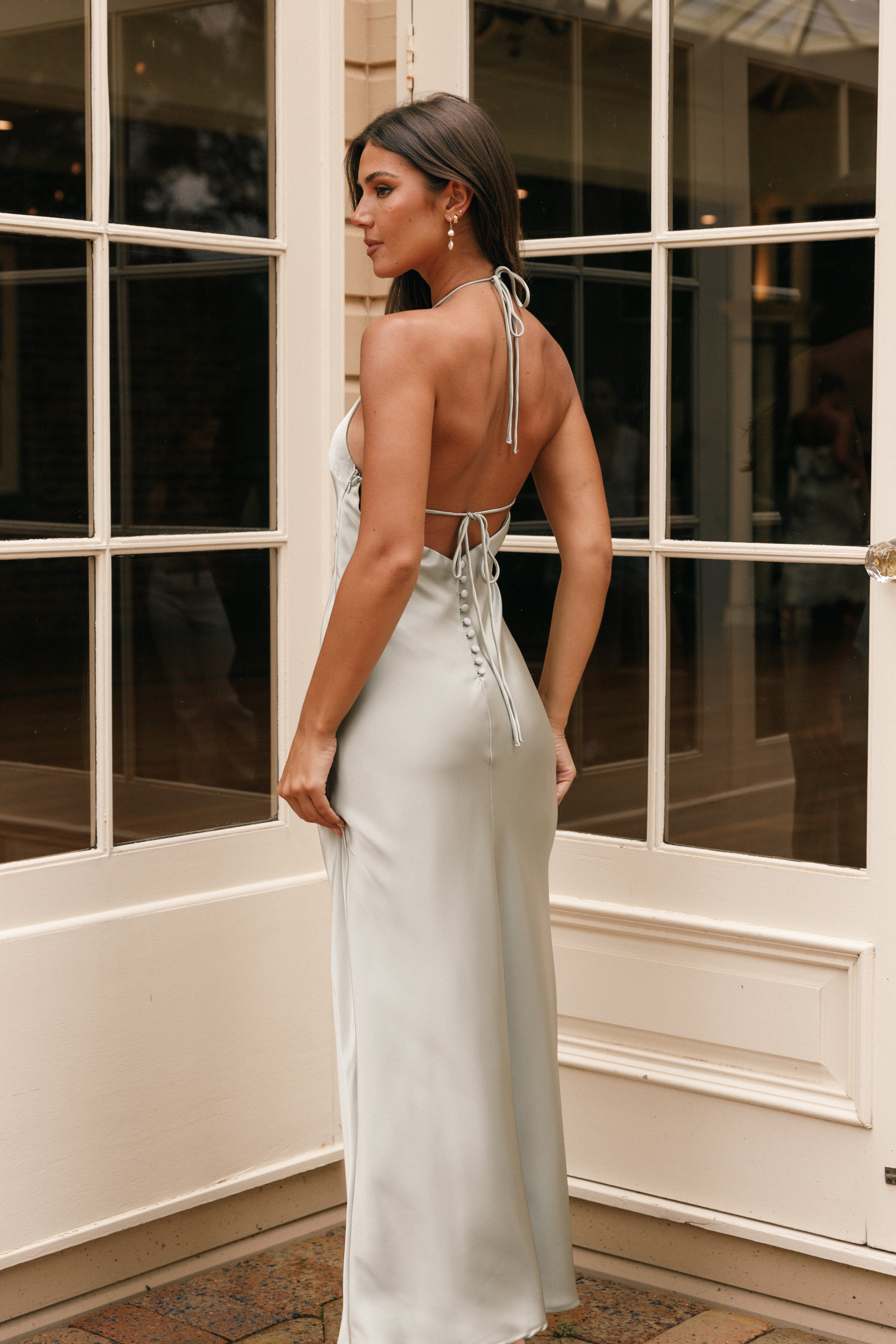 Hadley Halterneck Maxi Dress - Sage-Sunny Prom