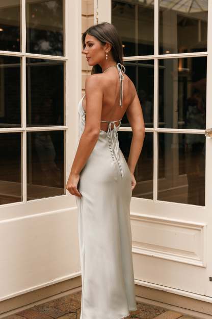 Hadley Halterneck Maxi Dress - Sage-Sunny Prom