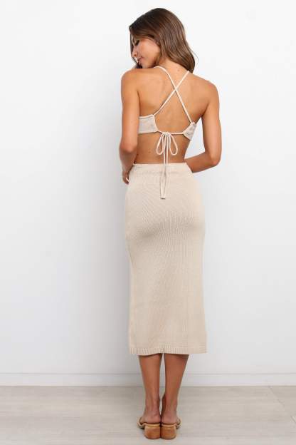 Hailey Dress - Beige-Sunny Prom
