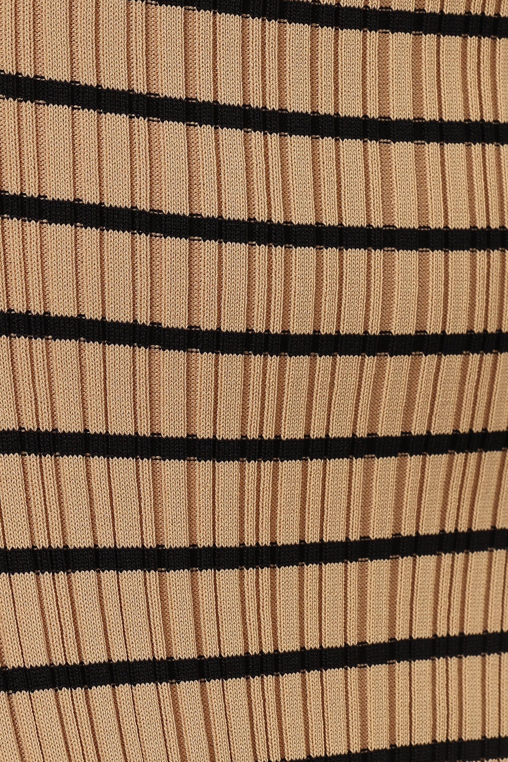 Henry Striped Midi Dress - Beige Black-Sunny Prom