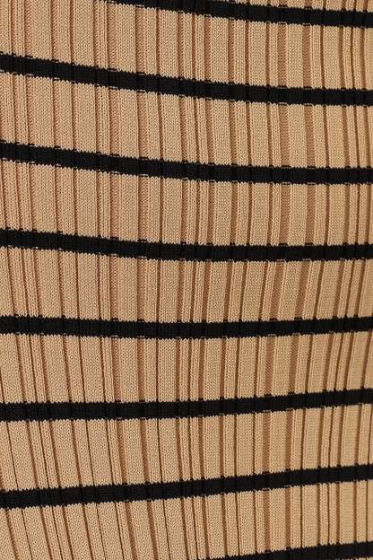 Henry Striped Midi Dress - Beige Black-Sunny Prom