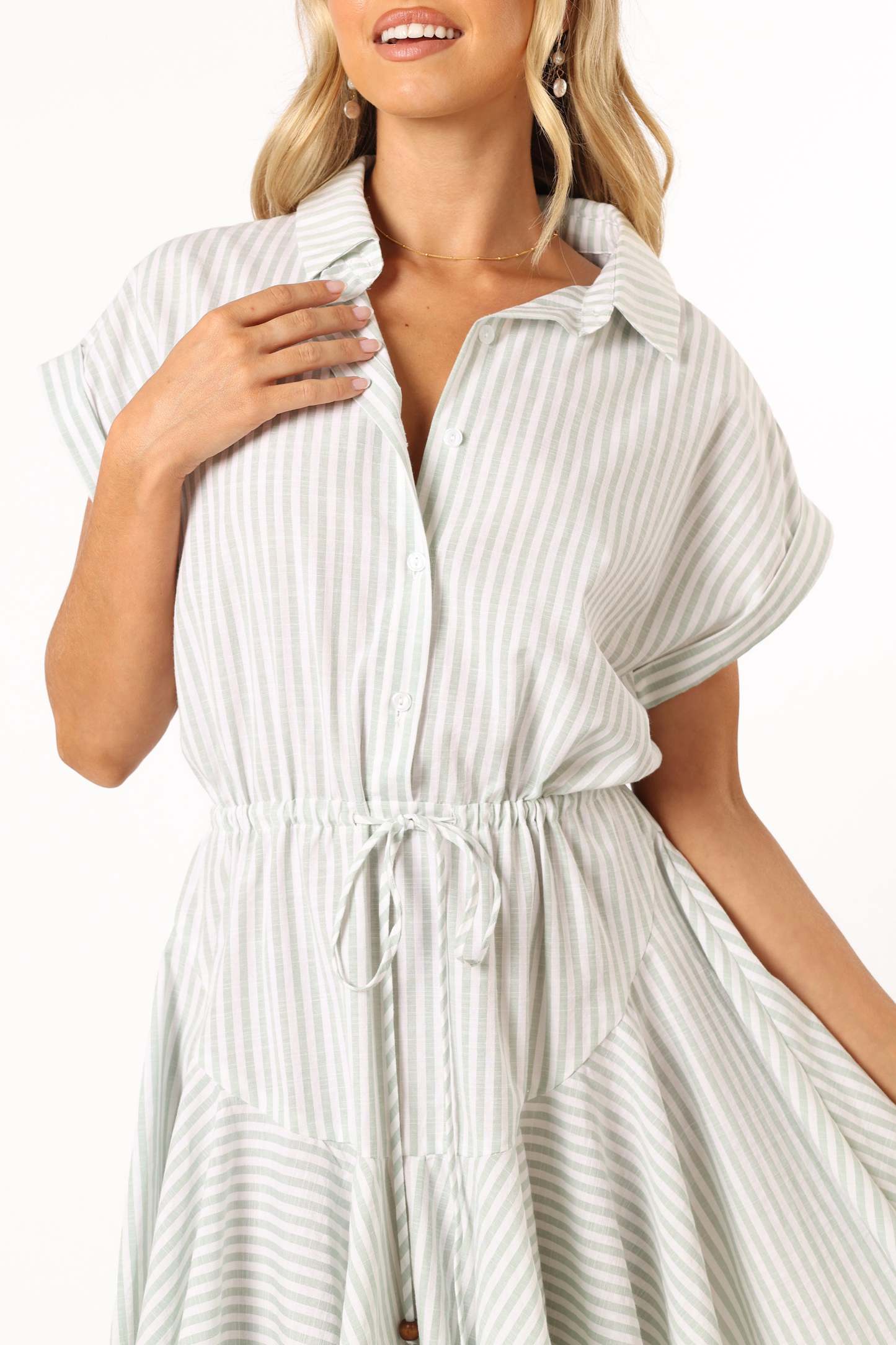 Ilsa Mini Dress - Sage Stripe-Sunny Prom