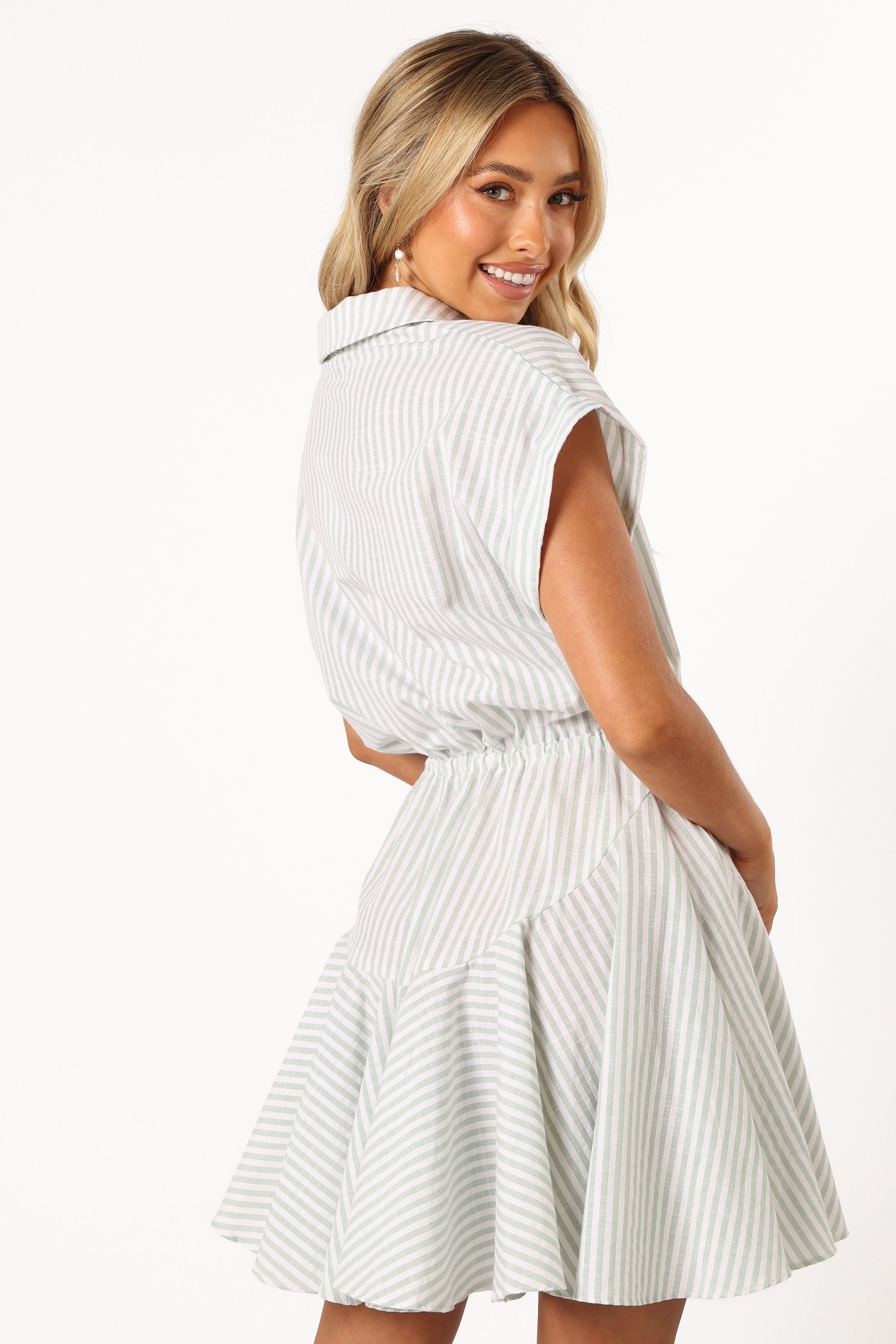 Ilsa Mini Dress - Sage Stripe-Sunny Prom