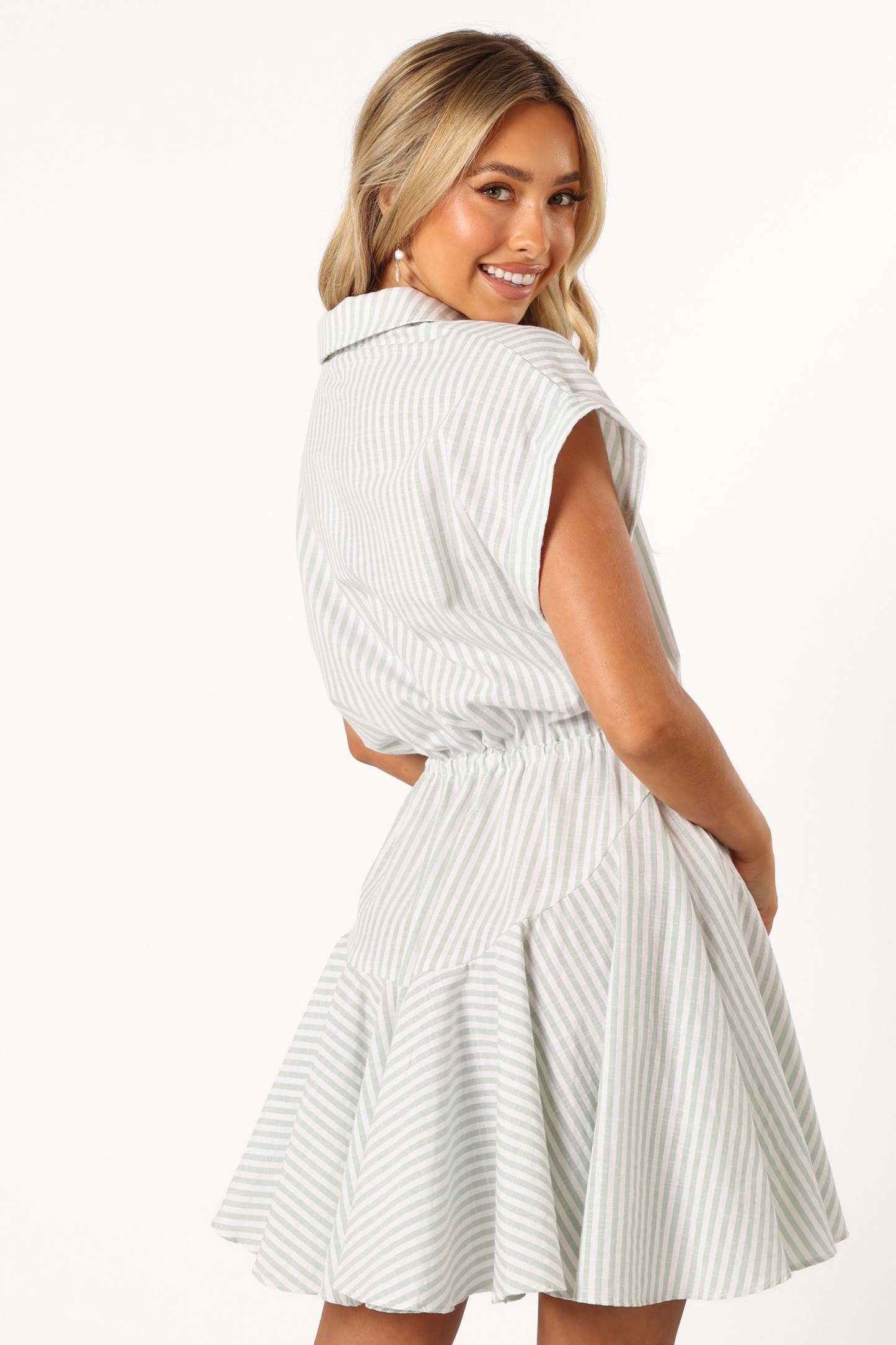 Ilsa Mini Dress - Sage Stripe-Sunny Prom