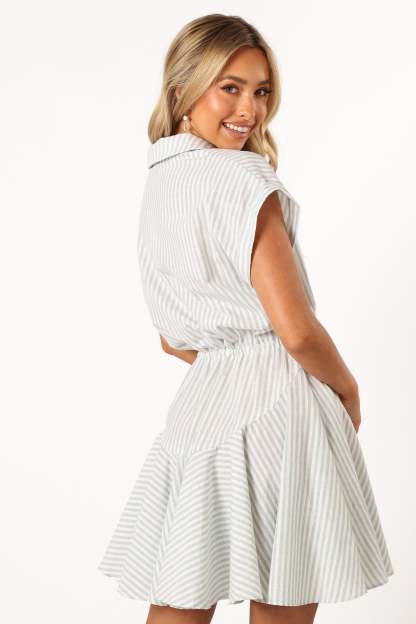 Ilsa Mini Dress - Sage Stripe-Sunny Prom