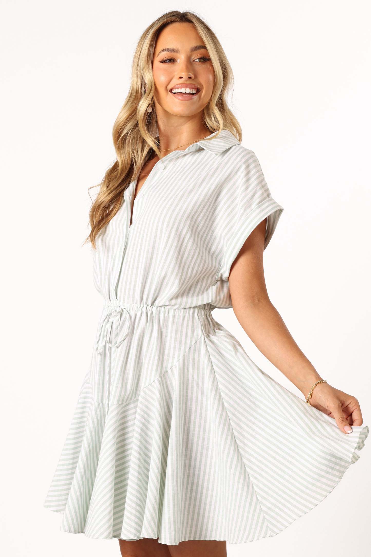 Ilsa Mini Dress - Sage Stripe-Sunny Prom