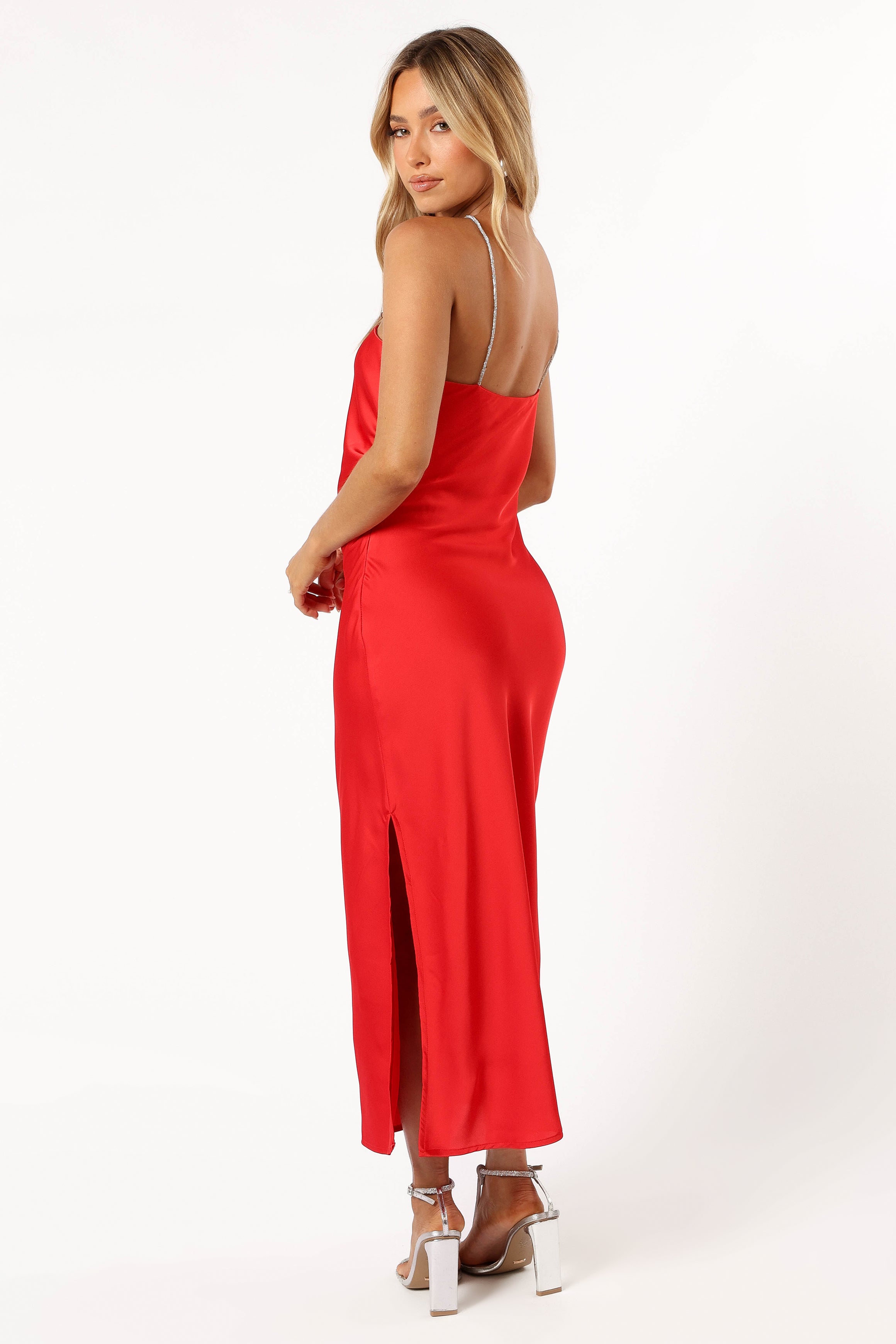 Jadore Halterneck Midi Dress - Radiant Red-Sunny Prom