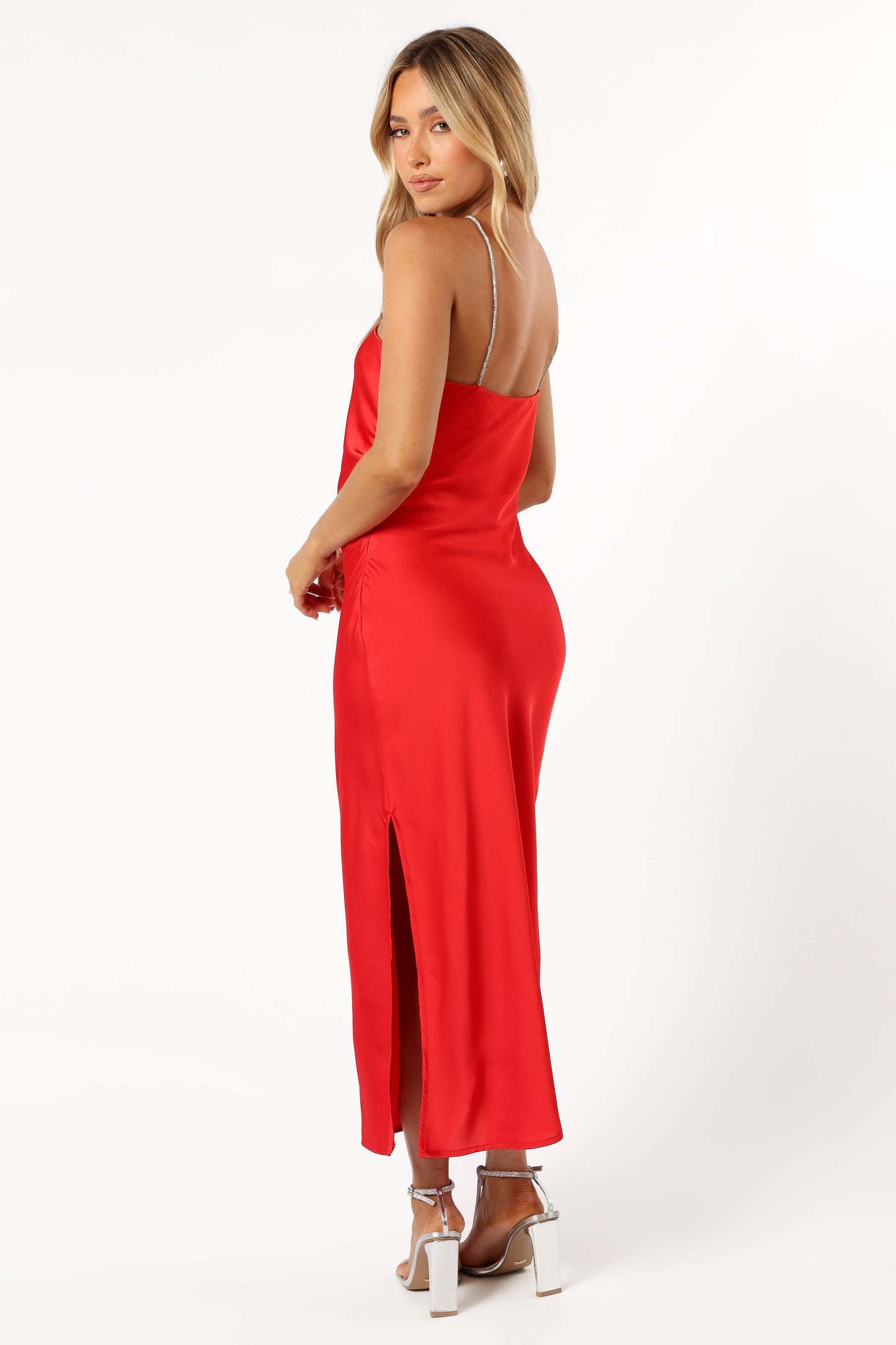 Jadore Halterneck Midi Dress - Radiant Red-Sunny Prom