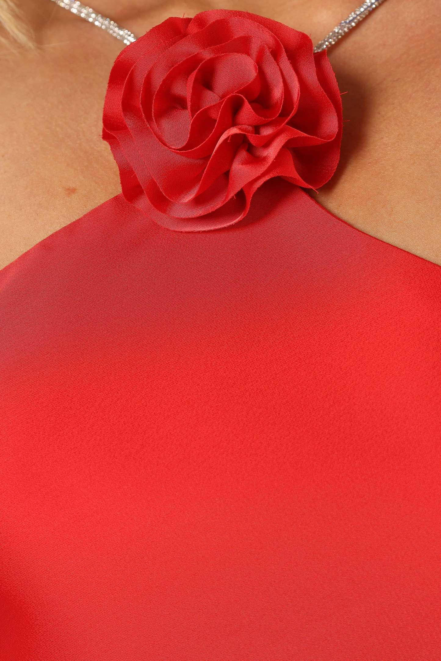 Jadore Halterneck Midi Dress - Radiant Red-Sunny Prom