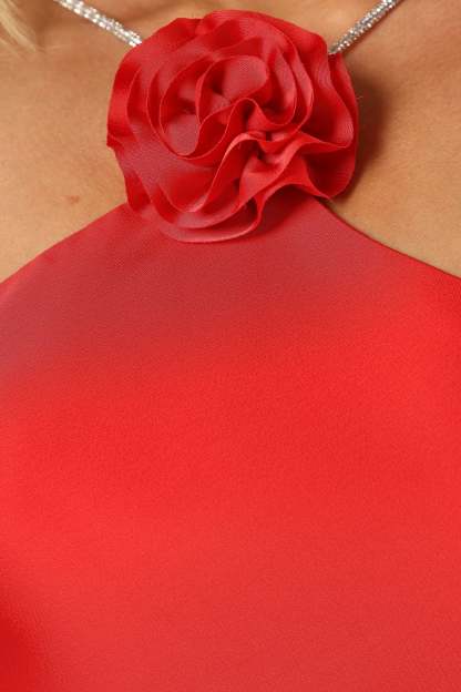 Jadore Halterneck Midi Dress - Radiant Red-Sunny Prom