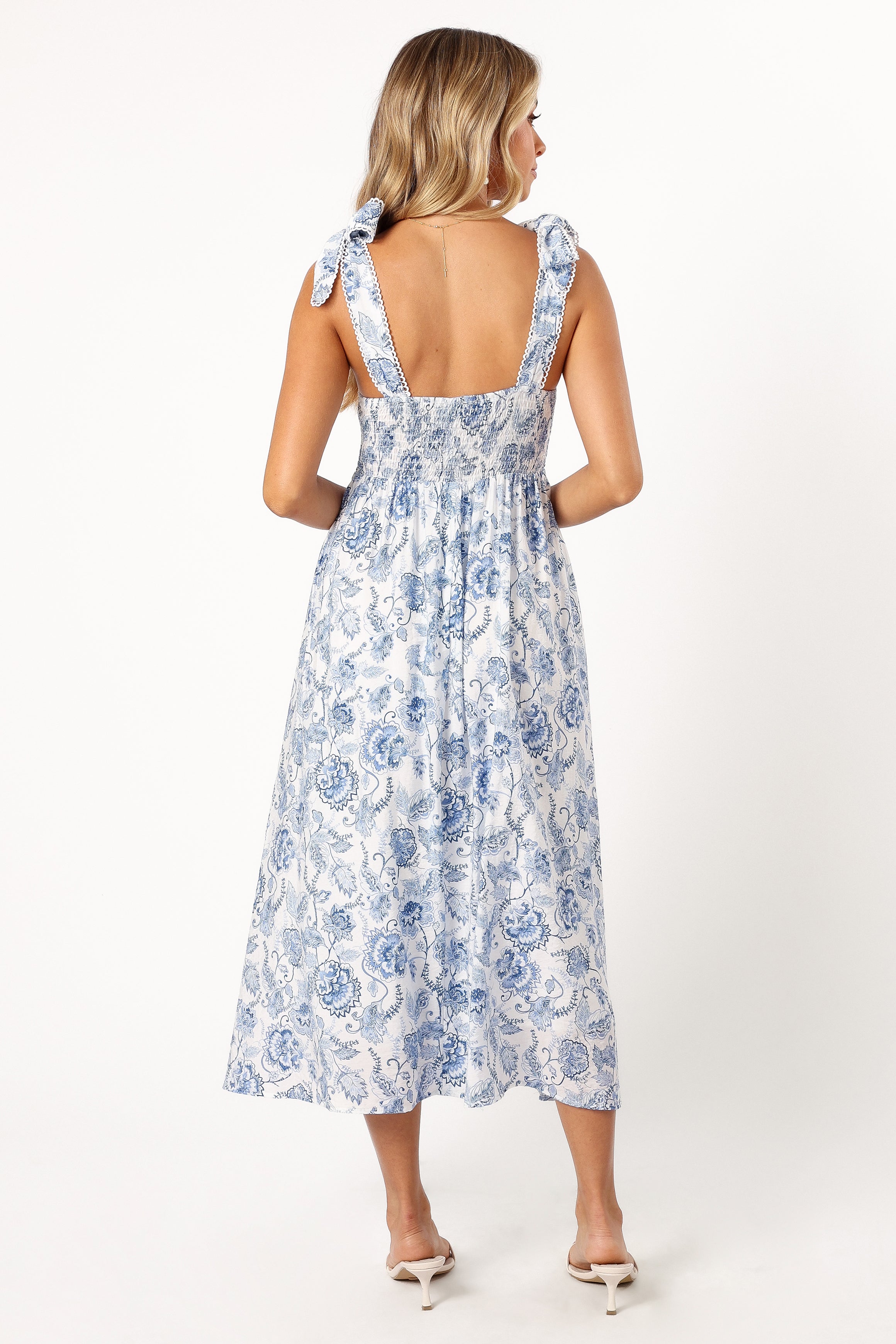 Janie Midi Dress - Blue Floral-Sunny Prom