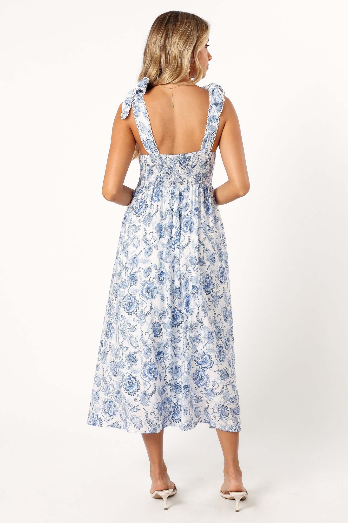Janie Midi Dress - Blue Floral-Sunny Prom
