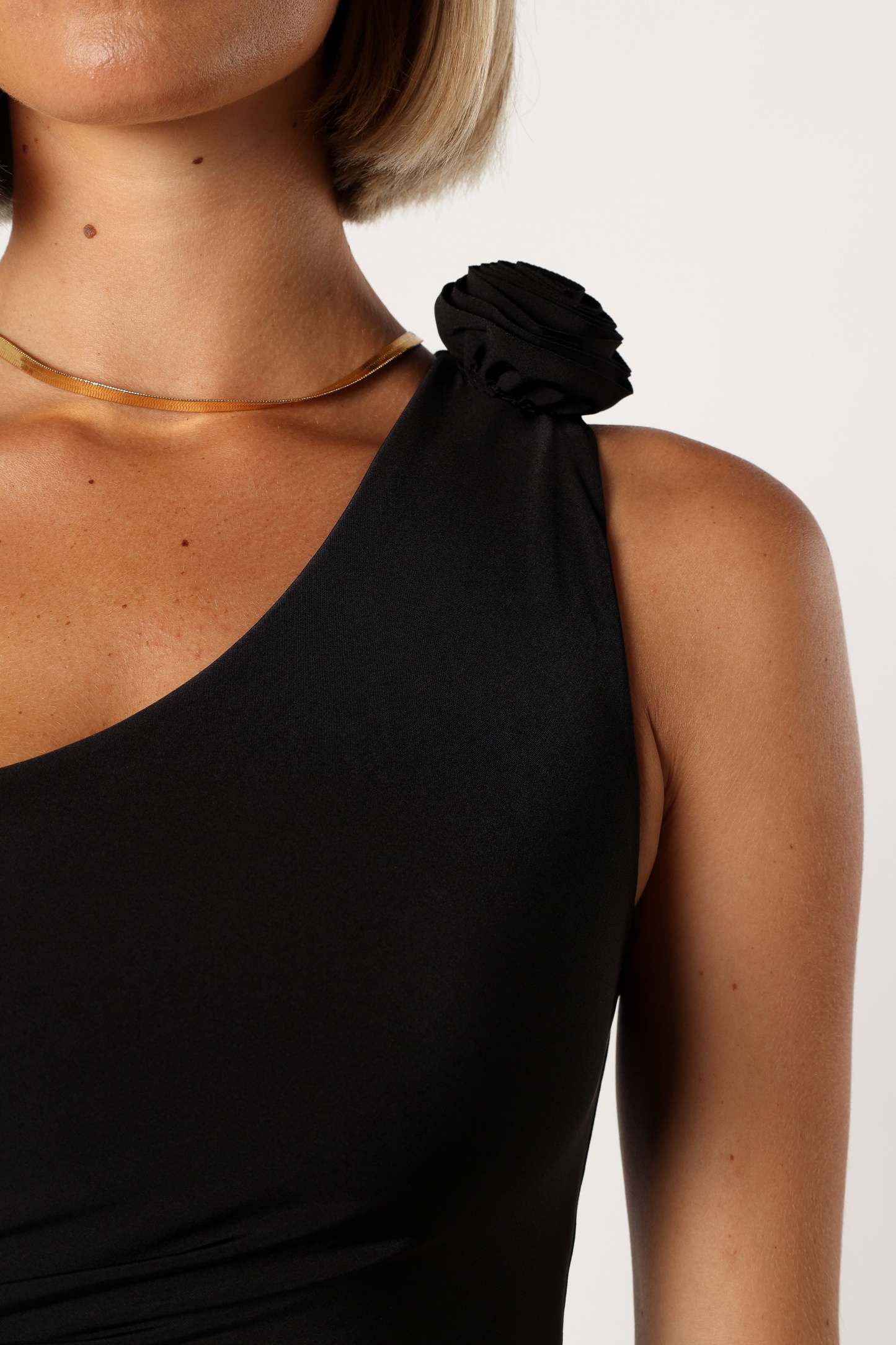 Javier One Shoulder Midi Dress - Black-Sunny Prom