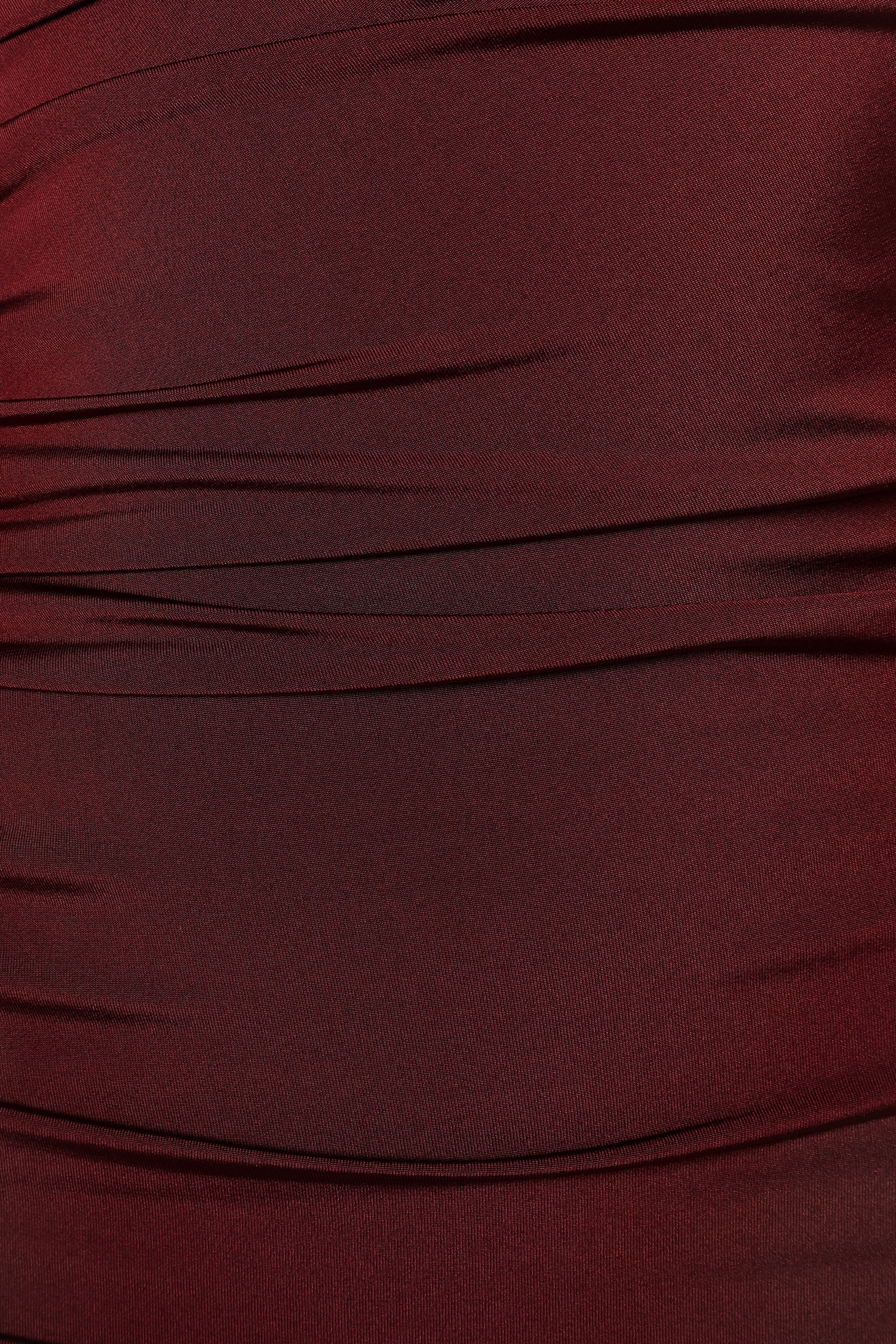 Javier One Shoulder Midi Dress - Wine-Sunny Prom