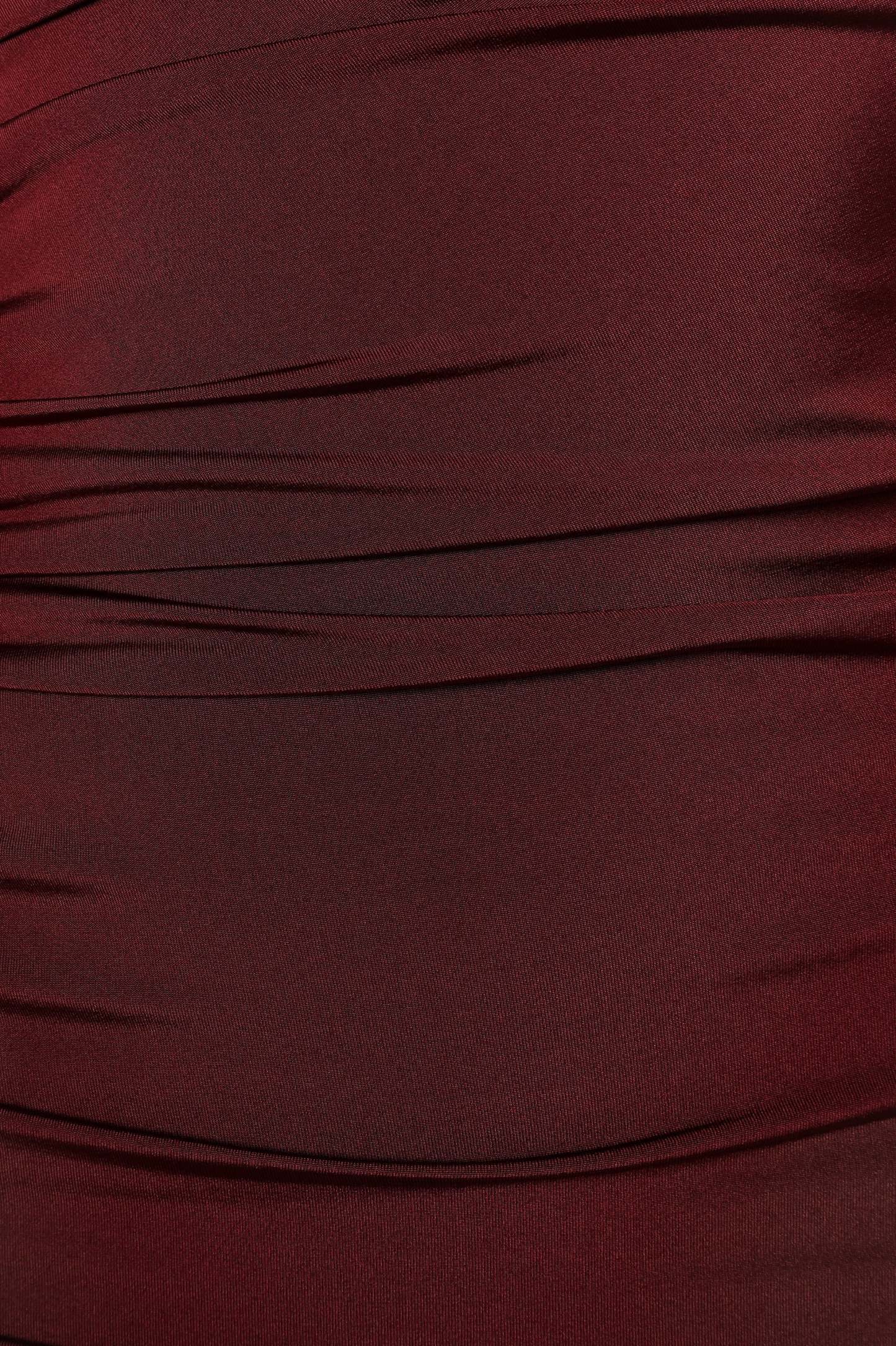 Javier One Shoulder Midi Dress - Wine-Sunny Prom