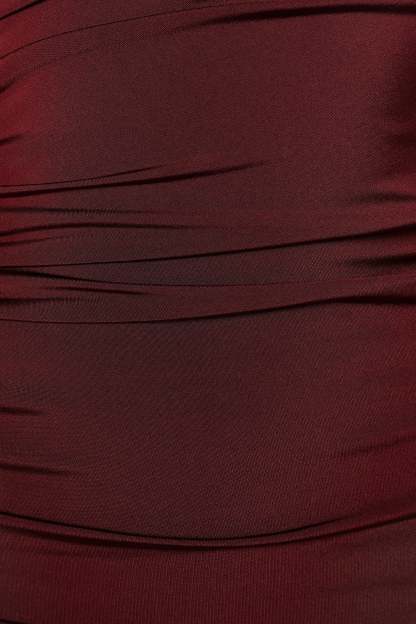 Javier One Shoulder Midi Dress - Wine-Sunny Prom