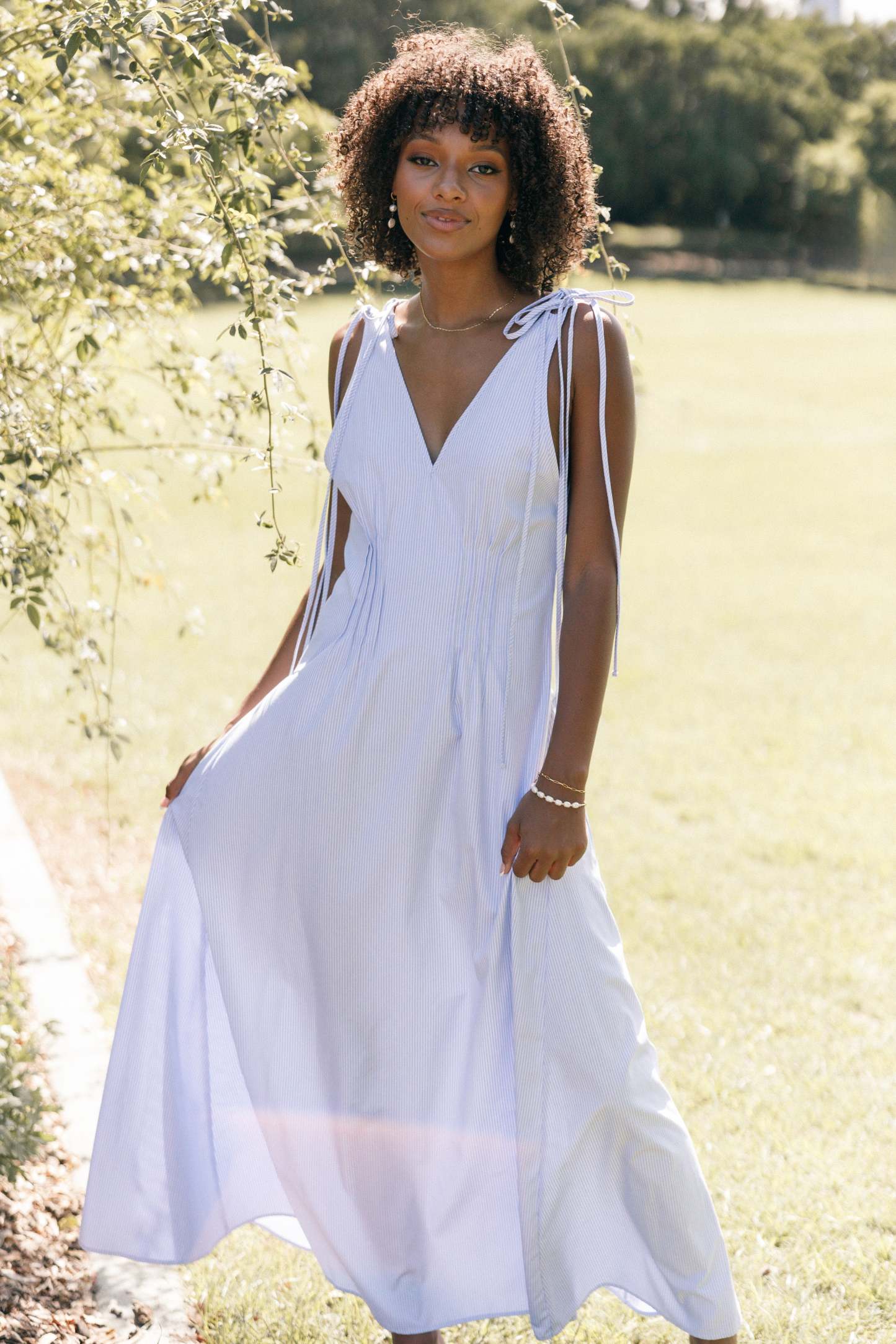 Jaynie Maxi Dress - Blue Stripe-Sunny Prom