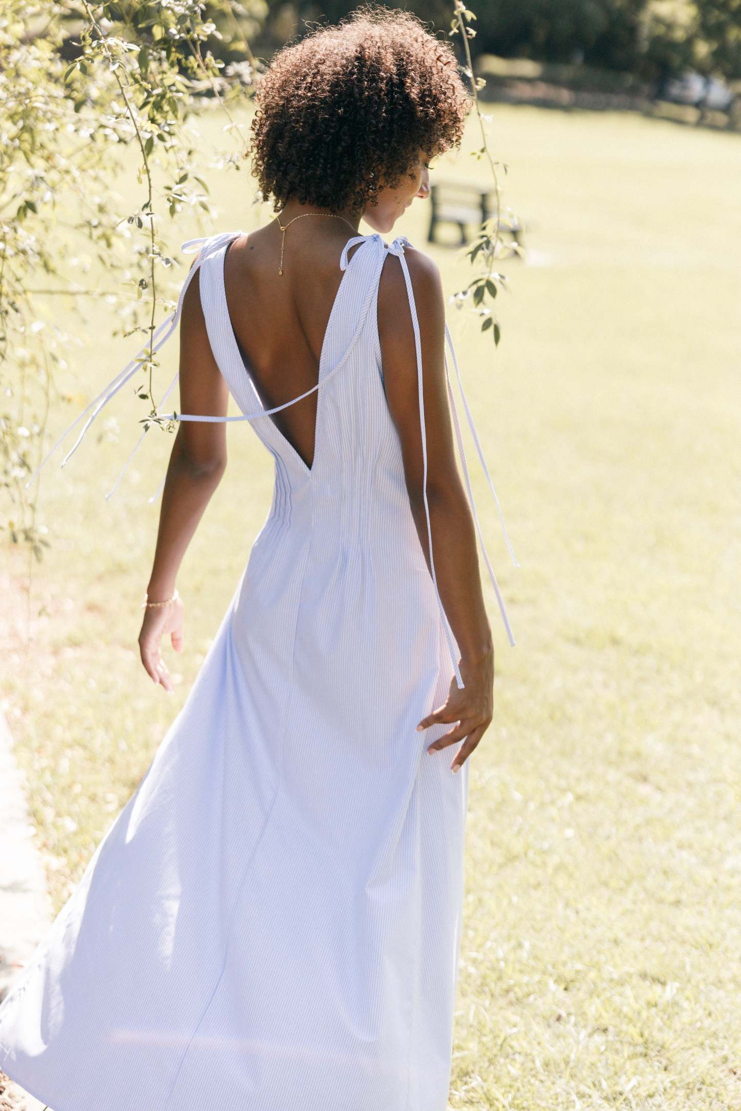 Jaynie Maxi Dress - Blue Stripe-Sunny Prom