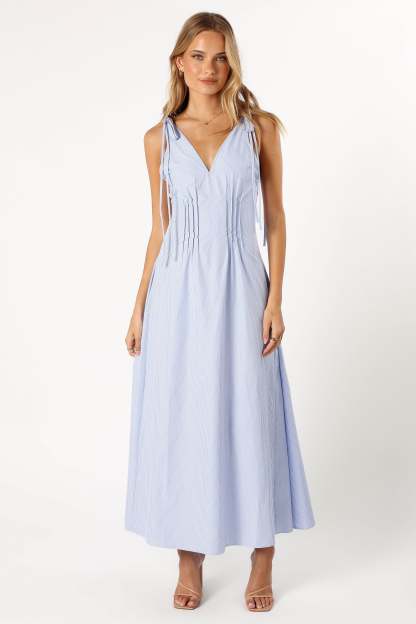 Jaynie Maxi Dress - Blue Stripe-Sunny Prom