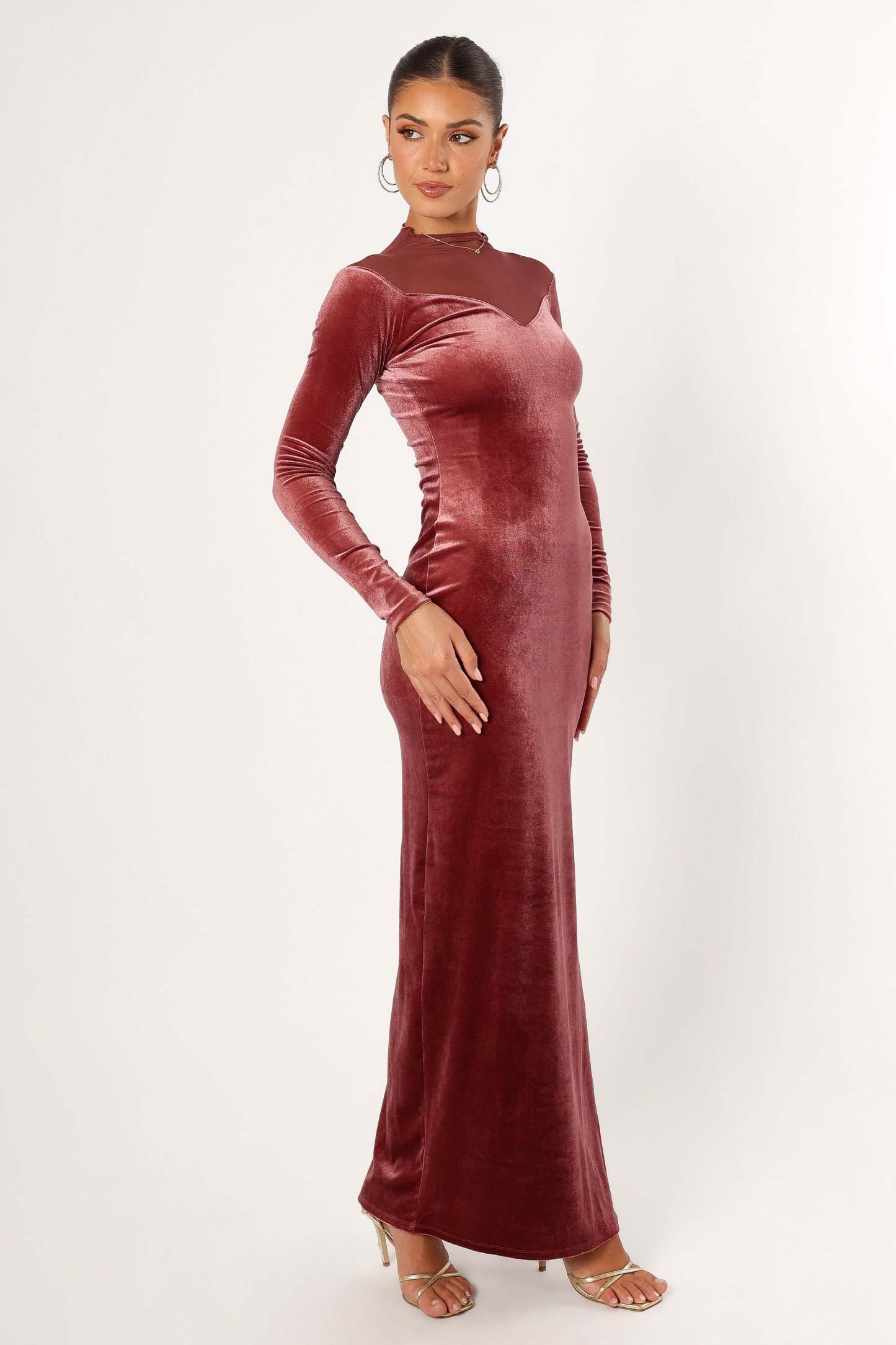 Jessica Long Sleeve Maxi Dress - Mauve-Sunny Prom
