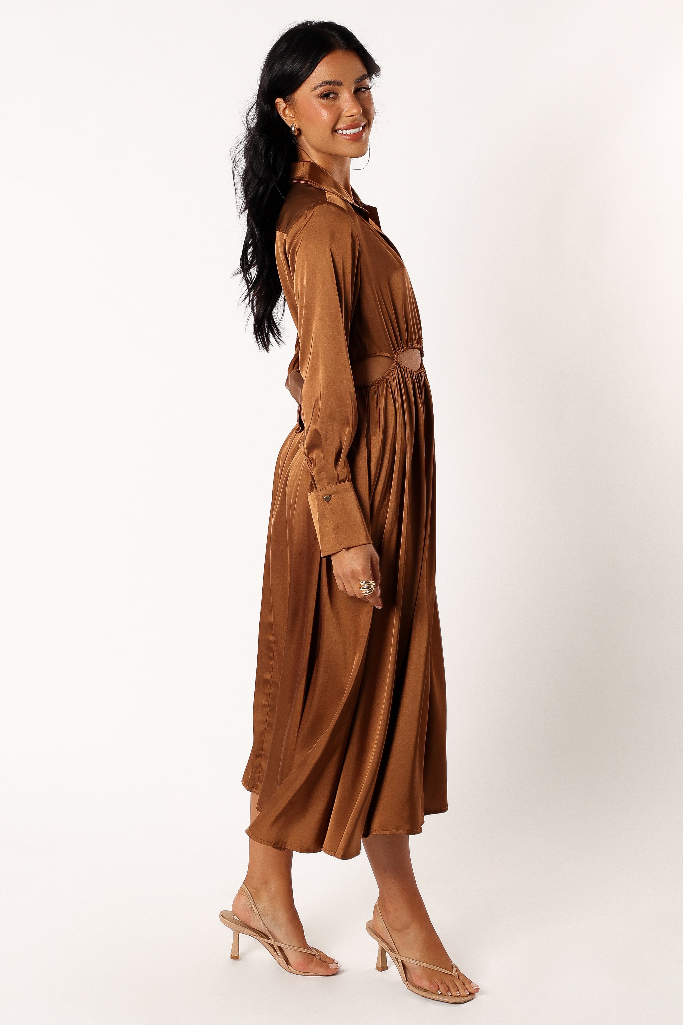 Jett Long Sleeve Midi Dress - Bronze-Sunny Prom