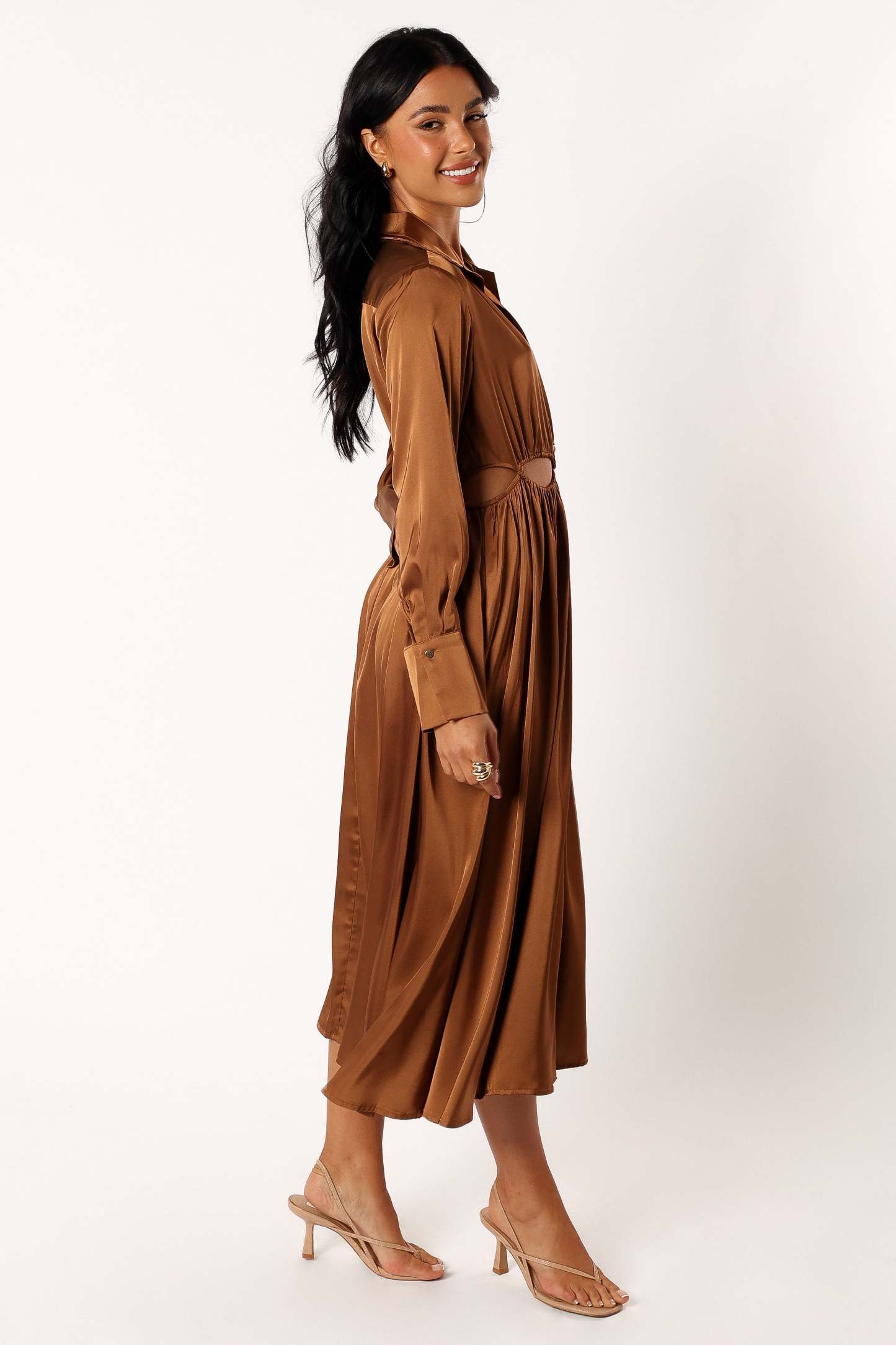 Jett Long Sleeve Midi Dress - Bronze-Sunny Prom