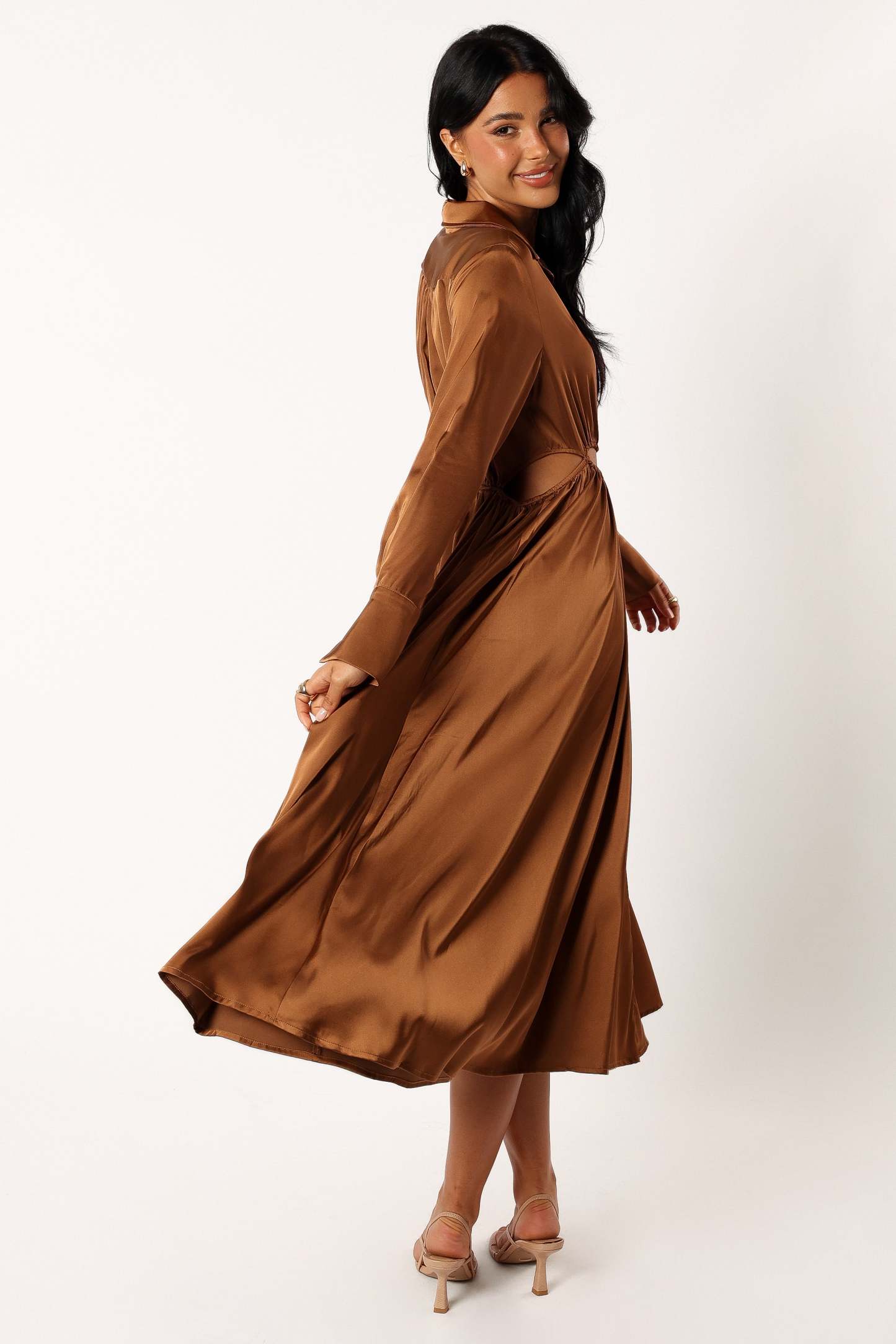 Jett Long Sleeve Midi Dress - Bronze-Sunny Prom