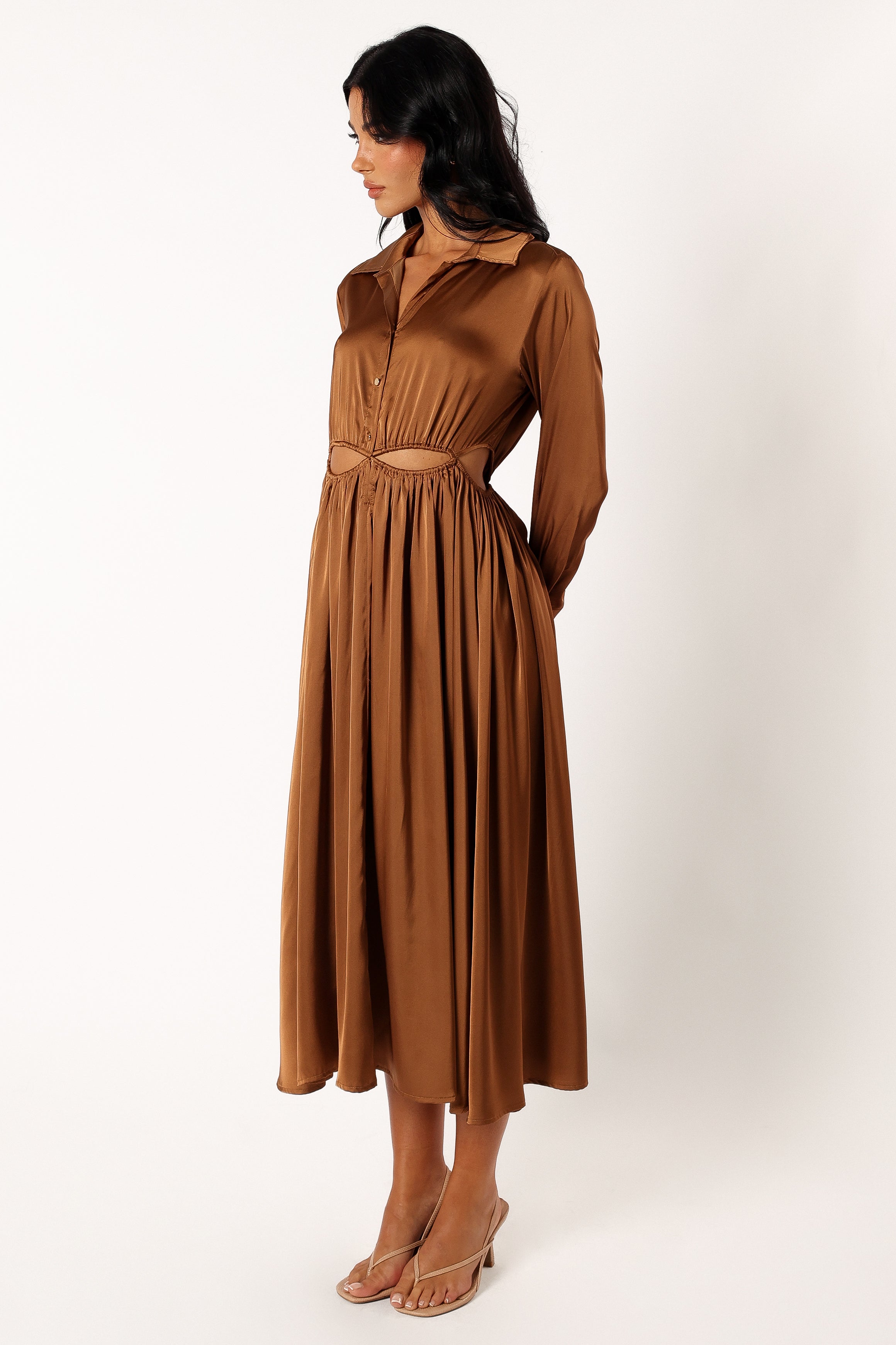 Jett Long Sleeve Midi Dress - Bronze-Sunny Prom