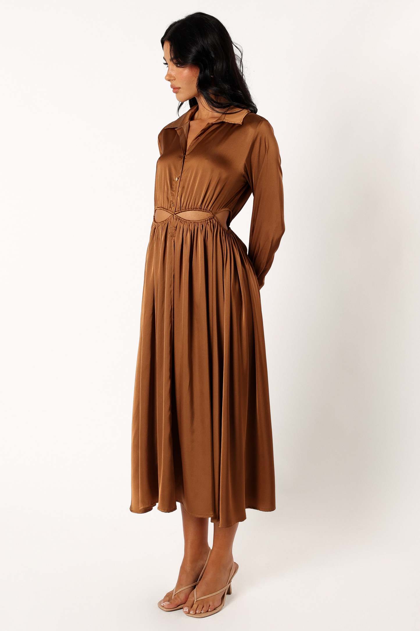 Jett Long Sleeve Midi Dress - Bronze-Sunny Prom