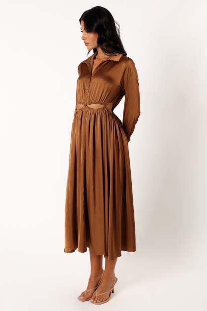 Jett Long Sleeve Midi Dress - Bronze-Sunny Prom