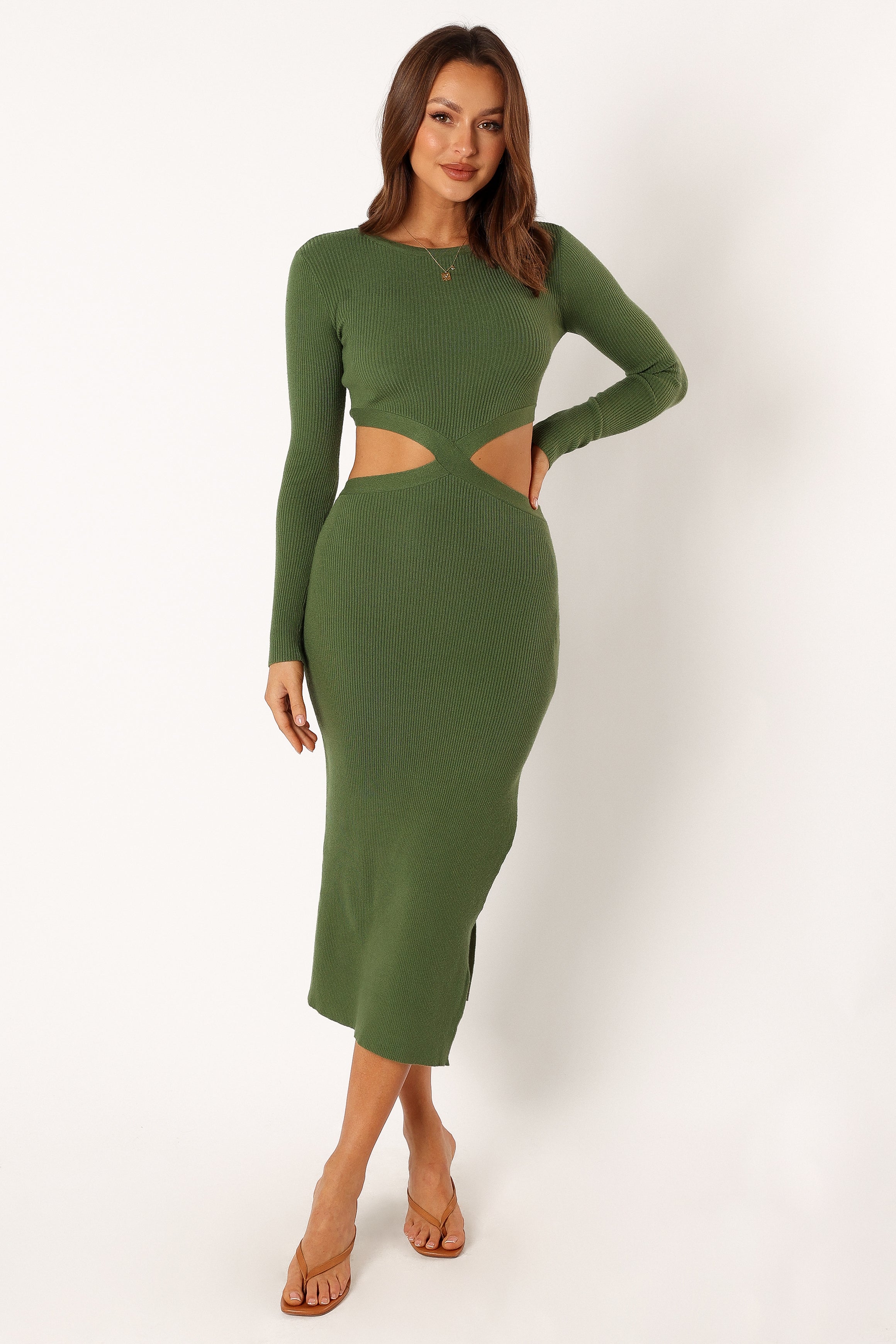 Jonah Long Sleeve Midi Dress - Ibiza Green-Sunny Prom