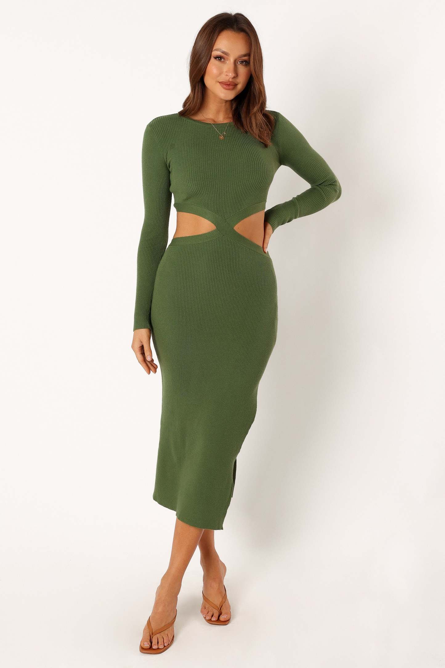 Jonah Long Sleeve Midi Dress - Ibiza Green-Sunny Prom