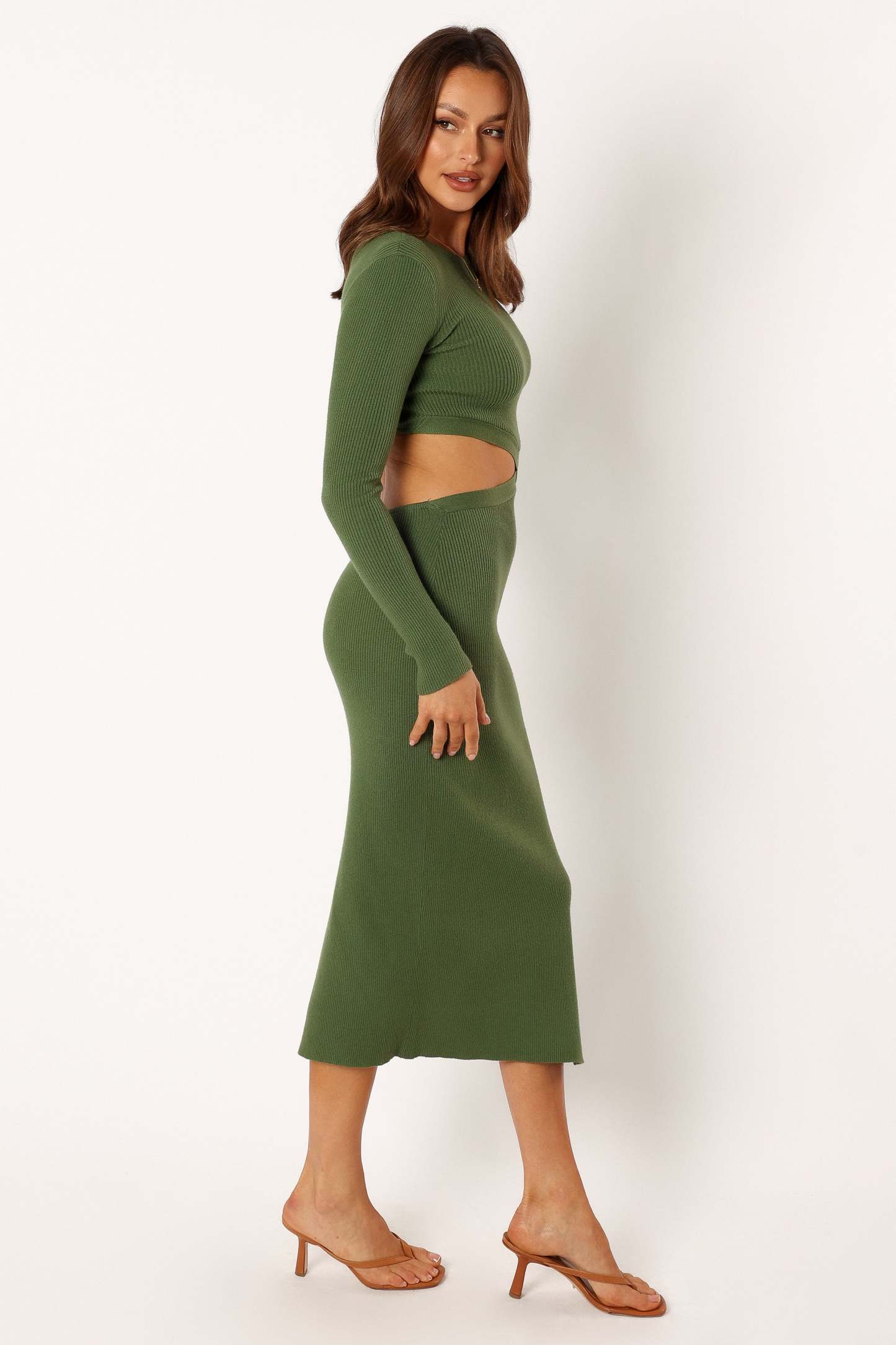Jonah Long Sleeve Midi Dress - Ibiza Green-Sunny Prom