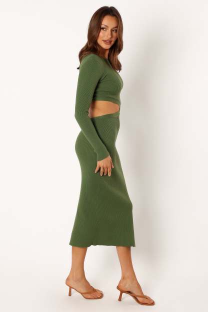 Jonah Long Sleeve Midi Dress - Ibiza Green-Sunny Prom