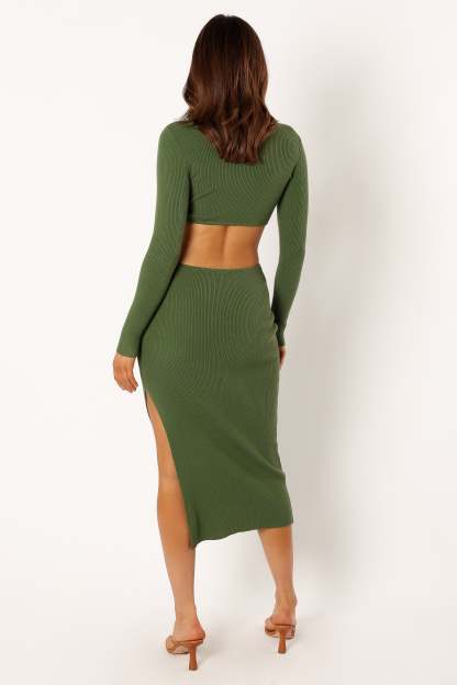 Jonah Long Sleeve Midi Dress - Ibiza Green-Sunny Prom