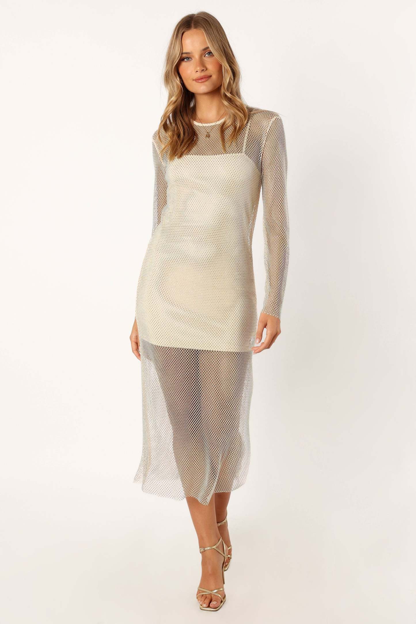 Juliette Long Sleeve Maxi Dress - Champagne-Sunny Prom