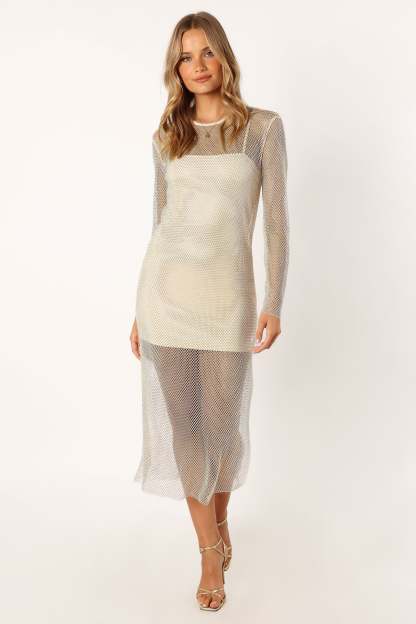 Juliette Long Sleeve Maxi Dress - Champagne-Sunny Prom