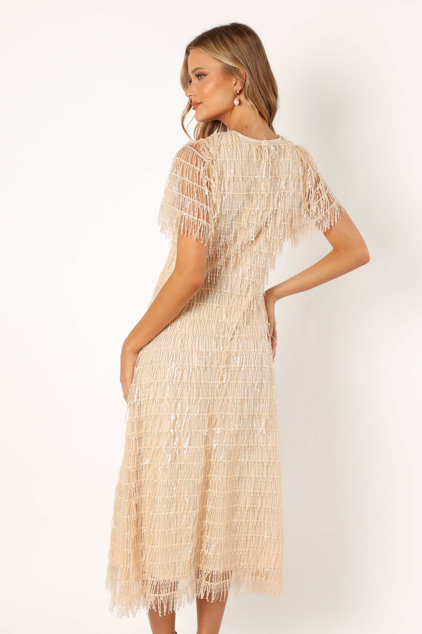 Kala Textured Maxi Dress - Beige-Sunny Prom