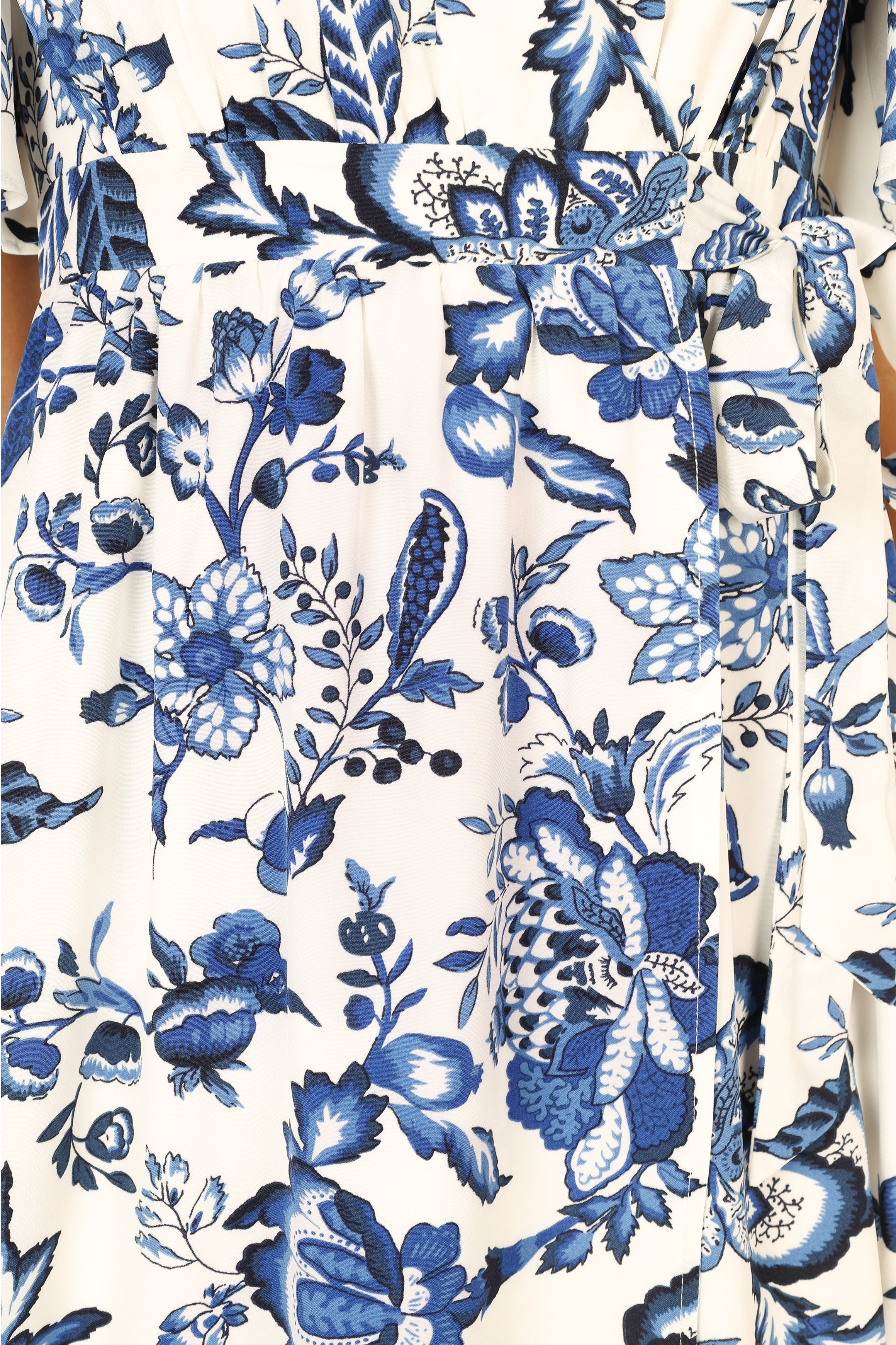 Kaleen Midi Wrap Dress - White Blue-Sunny Prom