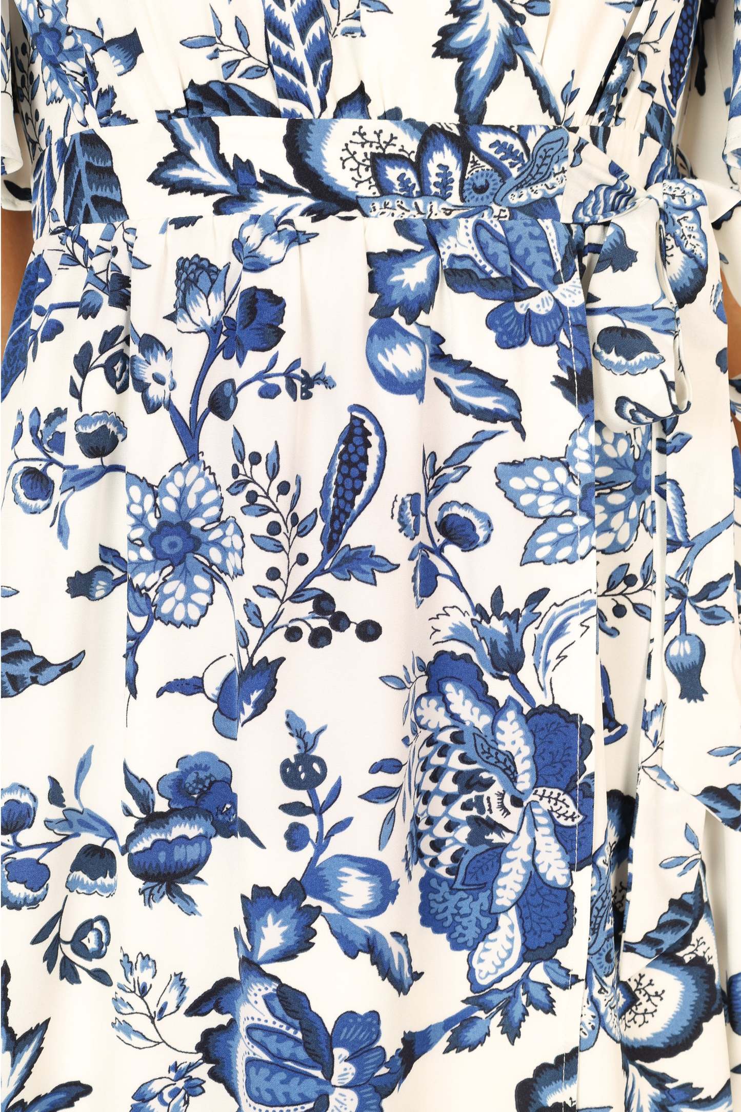 Kaleen Midi Wrap Dress - White Blue-Sunny Prom