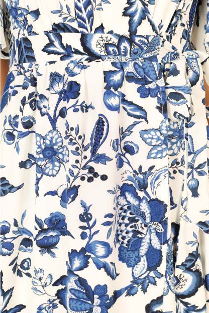 Kaleen Midi Wrap Dress - White Blue-Sunny Prom