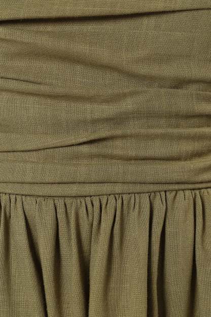 Kayt Strapless Dress - Olive Green-Sunny Prom